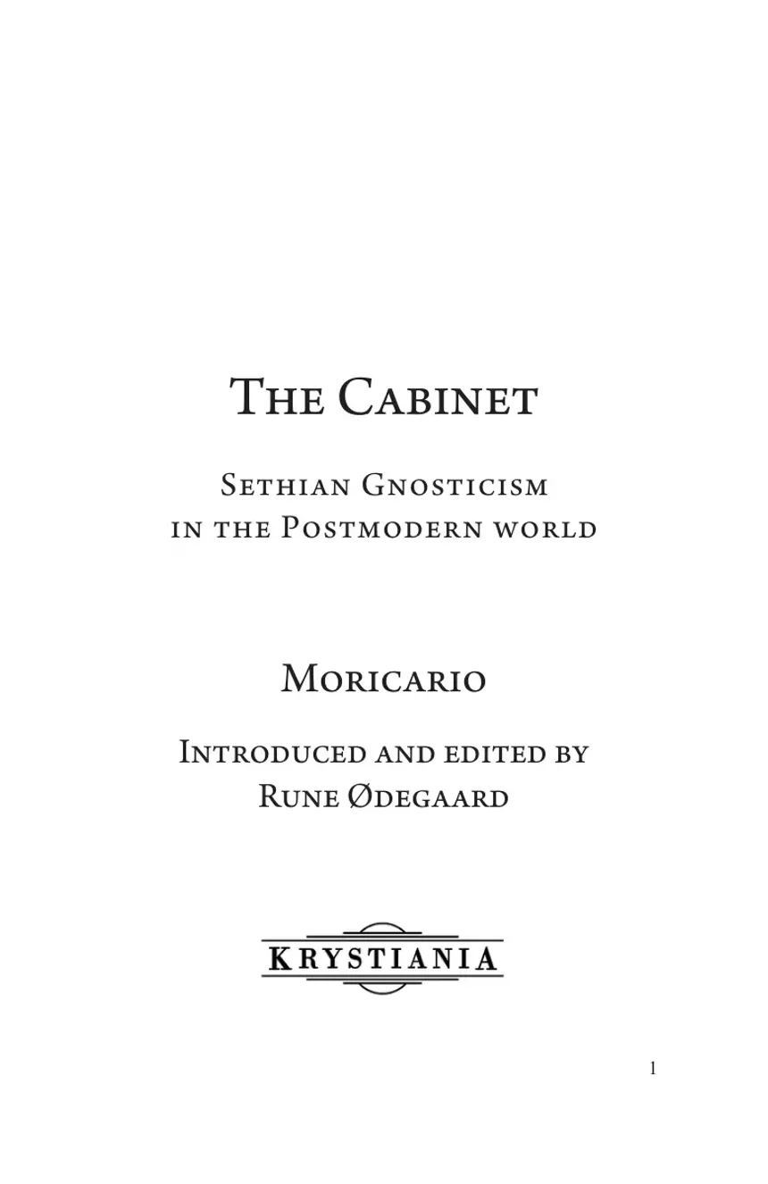 Page 1 — The Cabinet: Sethian Gnosticism in the Postmodern World