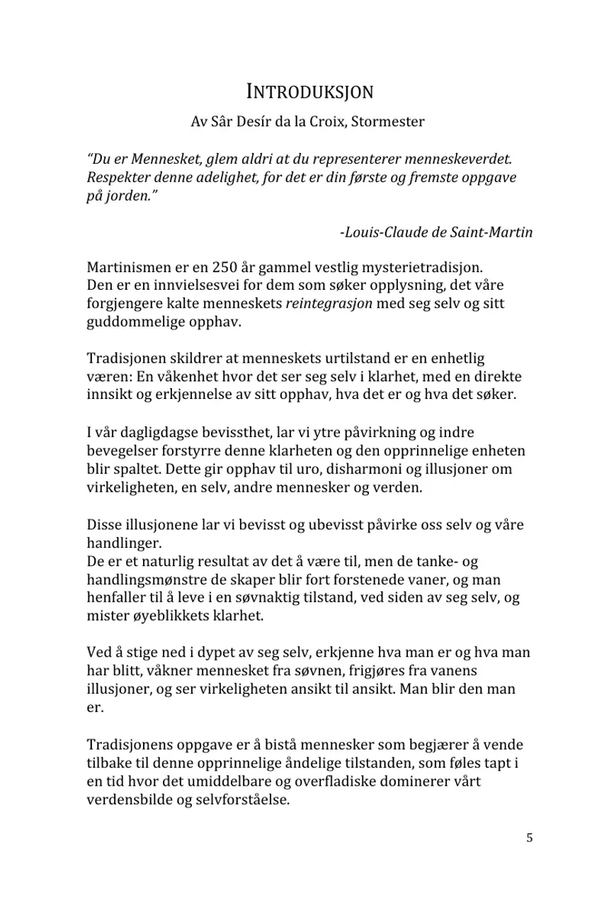 Side 5 — Martinistordenen Ordre Reaux Croix